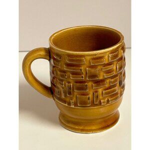 Vintage Brick Design Textured Yellow Brown Ceramic Coffee Tea Cocoa Mug